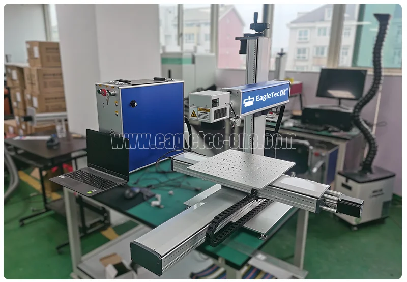fiber laser engraver with xy moving table on the desk